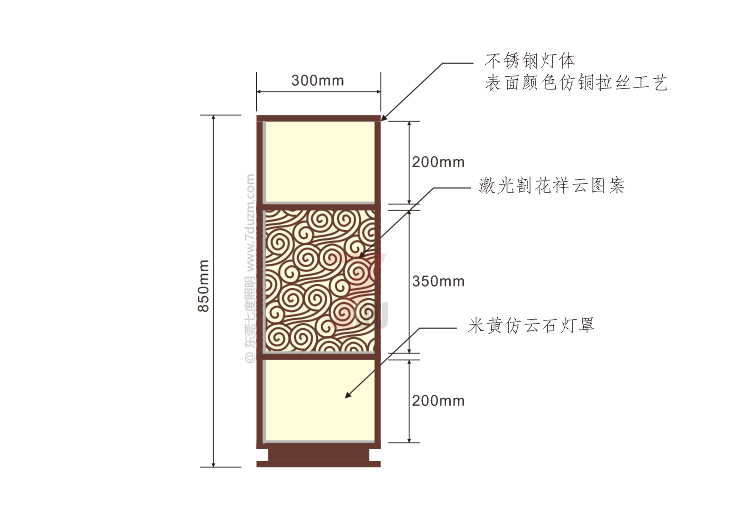 哔咔漫画IOS版安装照明2020新款新中式祥雲矮柱柱頭燈850mm高尺寸示意圖